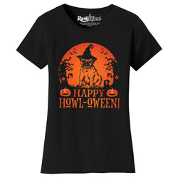 Women Creepy Scary Halloween T-Shirt - Happy HoWL-oWEEN