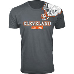 Men's Awesome Football Shoulder Helmet T-shirts - Cleveland