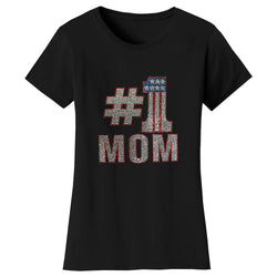 Women's Mother's Day Rhinestone Bling T-shirts - No 1 Mom