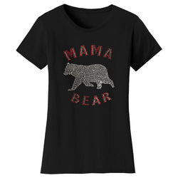 Women's Mother's Day Rhinestone Bling T-shirts - Mama Bear Animal