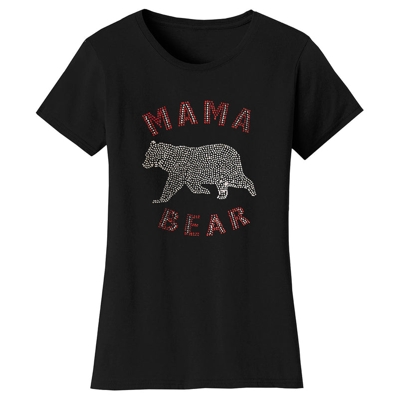 Women's Mother's Day Rhinestone Bling T-shirts - Mama Bear Animal