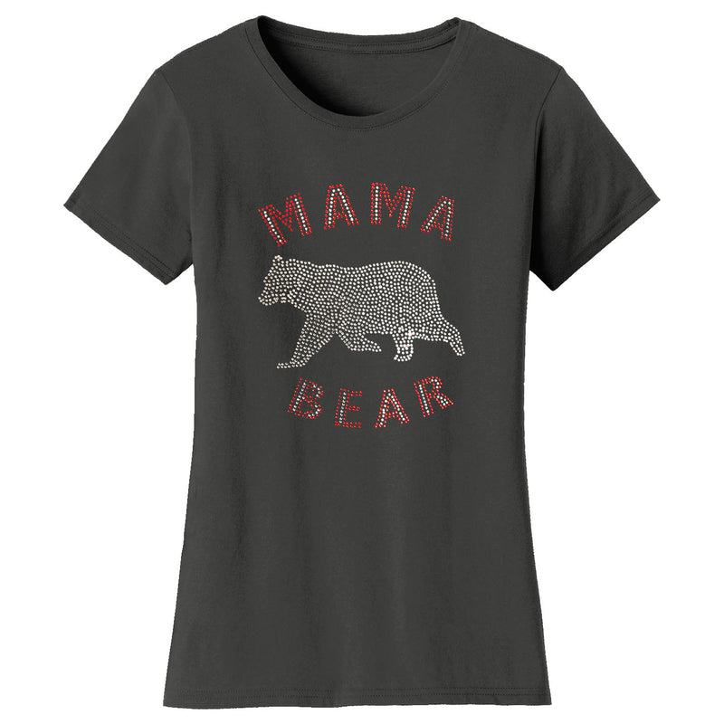 Women's Mother's Day Rhinestone Bling T-shirts - Mama Bear Animal