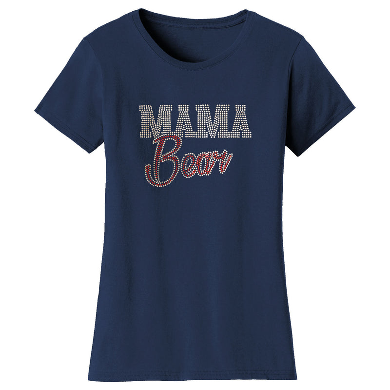 Women's Mother's Day Rhinestone Bling T-shirts - Mama Bear Script