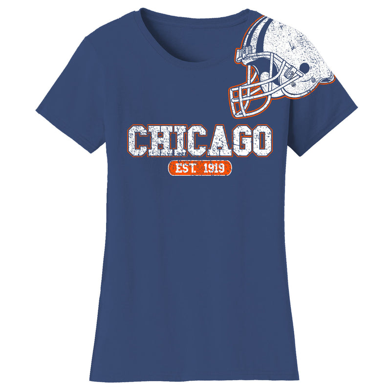 Women's Awesome Football Helmet Fitted T-Shirts - Chicago