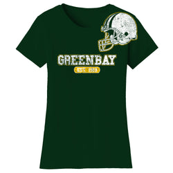 Women's Awesome Football Helmet Fitted T-Shirts - Greenbay