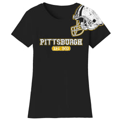 Women's Awesome Football Helmet Fitted T-Shirts - Pittsburgh