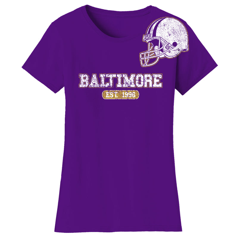 Women's Awesome Football Helmet Fitted T-Shirts - Baltimore