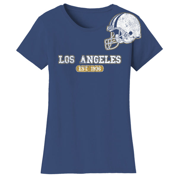 Women's Awesome Football Helmet Fitted T-Shirts - Los Angeles